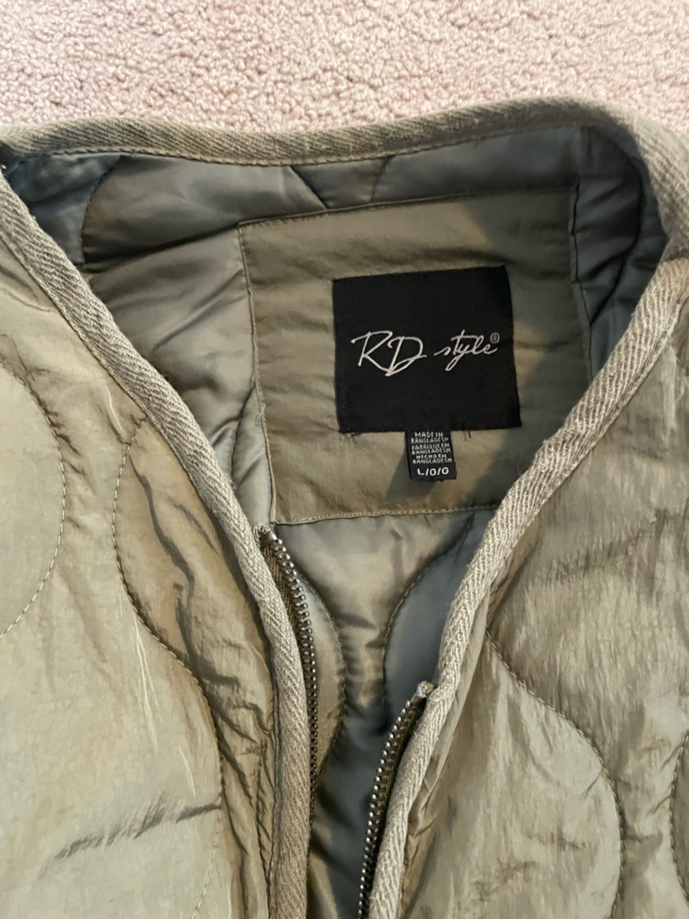RD Style Olive Quilted Zip-Front Jacket - Picture 2 of 2